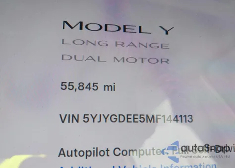 2021 Tesla Model Y Long Range Dual Motor All-Wheel Drive z USA, uszkodzony, nr VIN 5YJYGDEE5MF144113